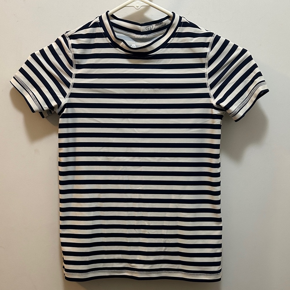 Primary Brand Rash Guard Striped Navy & White Top Size 8-9